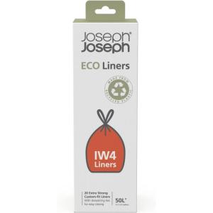 Joseph Joseph Eco IW9 Recycled Bin Liners, Kitchen/Bathroom Trash Bags, Tie Tape Drawstring, Extra Strong, 20-Pack, 10L/2.6 Gallons, Grey(13.2 gallons)