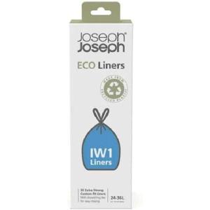 Joseph Joseph Eco IW9 Recycled Bin Liners, Kitchen/Bathroom Trash Bags, Tie Tape Drawstring, Extra Strong, 20-Pack, 10L/2.6 Gallons, Grey(6.3 – 9.5 gallons)