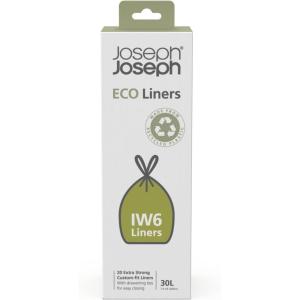 Joseph Joseph Eco IW9 Recycled Bin Liners, Kitchen/Bathroom Trash Bags, Tie Tape Drawstring, Extra Strong, 20-Pack, 10L/2.6 Gallons, Grey(7.9 gallons)