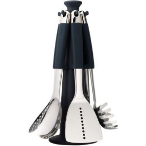 Joseph Joseph Elevate – Kitchen tools & gadgets Carousel 6-Piece Utensil Set with rotating stand, Ergonomic silicone handles, non stick head- Sage Green(Black)