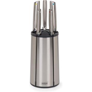 Joseph Joseph Elevate – Steel Knives Carousel 5-Piece Set with Rotating Stainless-Steel Knife Block, Japanese Stainless-Steel Blades, Fingerprint-Proof Coating and Non-Slip Base, Kitchen Accessories