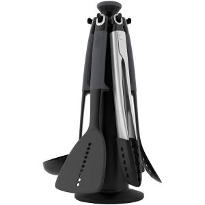 Joseph Joseph Elevate Carousel Nylon Kitchen Utensil Set with Rotating Storage Stand, 6-piece, Sky(Gray)