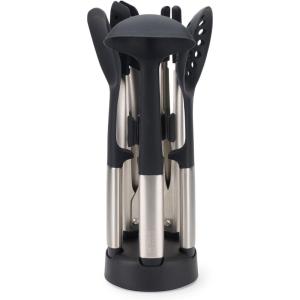 Joseph Joseph Elevate Fusion 3-Piece Silcone Kitchen Utensil Compact Stand, BPA Free, Heat Resistant, Non Stick Utensil Set, Weighted Stainless Steel Handles(5 utensils)