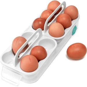 Joseph Joseph FridgeStore Egg Storage Caddy – Holds 12 Eggs, Easy-Access Handle and Wheels, BPA-Free Fridge Organizer(Egg Holder)