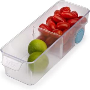 Joseph Joseph FridgeStore Egg Storage Caddy – Holds 12 Eggs, Easy-Access Handle and Wheels, BPA-Free Fridge Organizer(Small Bin)