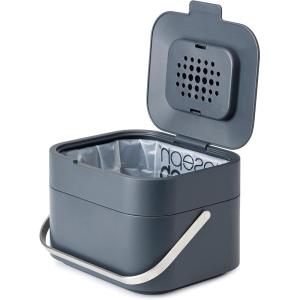 Joseph Joseph Intelligent Waste Compost Bin Food Waste Caddy with Odor Filter and Ventilation, 1 gallon / 4 liters, Graphite(Graphite)
