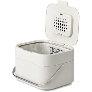 Joseph Joseph Intelligent Waste Compost Bin Food Waste Caddy with Odor Filter and Ventilation, 1 gallon / 4 liters, Graphite(Stone)