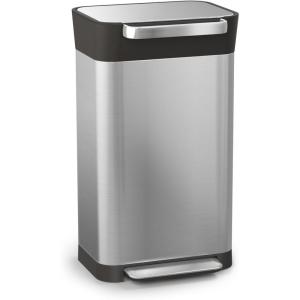 Joseph Joseph Intelligent Waste Titan Trash Can Compactor with Odor Filter, Compacts up to 3X Trash, 30L/7.9 Gallons, Black(Stainless Steel)
