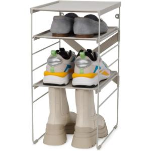Joseph Joseph Level Adjustable Tier Shoe Rack Organizer, Durable Shelves and Sturdy Steel Frame, holds 4 Pairs(Single)