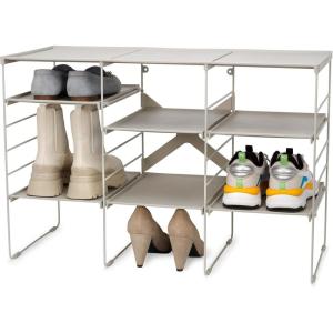Joseph Joseph Level Adjustable Tier Shoe Rack Organizer, Durable Shelves and Sturdy Steel Frame, holds 4 Pairs(Triple)