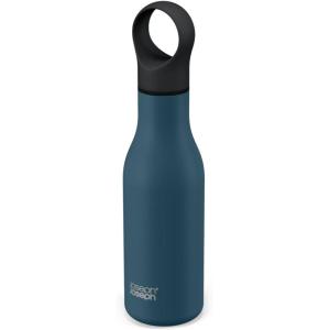 Joseph Joseph Loop™ Vacuum Insulated Water Bottle 500 ml (17 fl. oz) – Brushed/Anthracite(Blue)