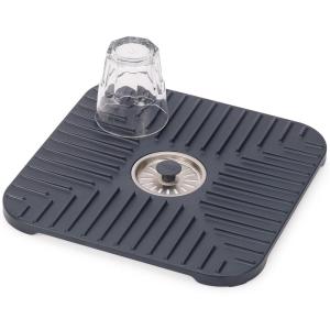 Joseph Joseph SinkShield Sink Saver Mat with Removable Draining Plug, Non-Slip, Quick Drainage, Large, Anthracite(Regular)