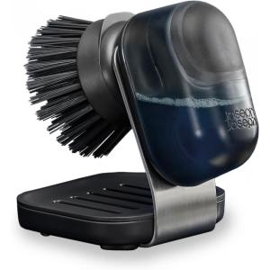 Joseph Joseph SinkTech Refillable Soap-Dispensing Dish Brush with Stainless Steel Storage Stand Drip Tray(Soap dispensing Palm Brush)