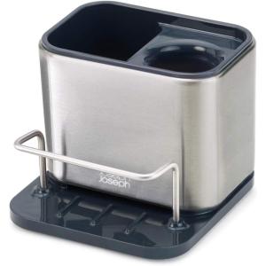 Joseph Joseph Surface Sink Caddy Stainless Steel Sponge Holder Organizer Tidy Drains Water for Kitchen, Small, Silver(Sink Caddy – Small)