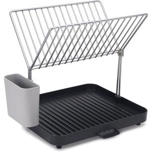 Joseph Joseph Y-Rack Dish Rack and Drain Board Set with Cutlery Organizer Drainer Drying Tray, Large, Gray(Gray)