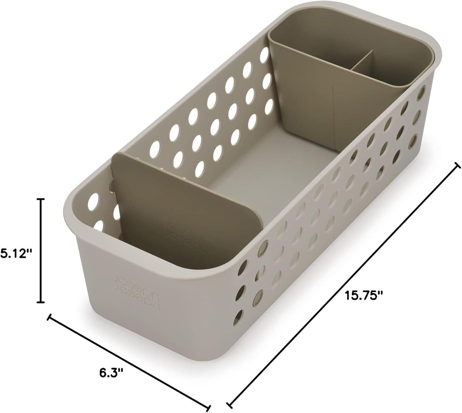 image:imageJoseph Joseph EasyStore Bathroom essentials Storage Basket Organiser with Moveable Divider Ecru LargeSlimline Pack of 1