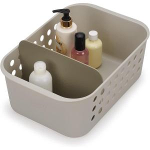 Joseph Joseph EasyStore – Bathroom essentials Storage Basket Organiser with Moveable Divider, Ecru, Large(Large (Pack of 1))